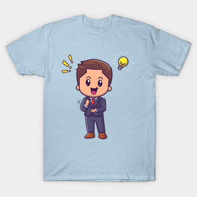 Cute Man Get An Idea Cartoon T-Shirt by Catalyst Labs